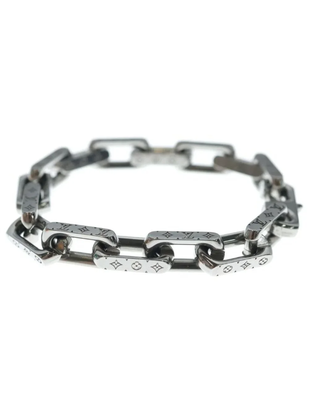 Louis Vuitton Bracelet Monogram Chain Metal Silver